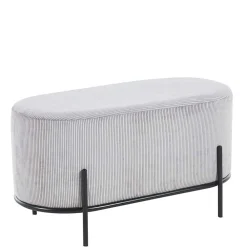 Wohnen Hocker<80x42x40 Ovaler Polsterhocker in Hellgrau - Piava