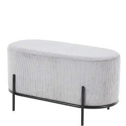 Wohnen Hocker<80x42x40 Ovaler Polsterhocker in Hellgrau - Piava