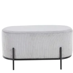 Wohnen Hocker<80x42x40 Ovaler Polsterhocker in Hellgrau - Piava