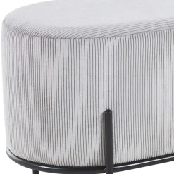 Wohnen Hocker<80x42x40 Ovaler Polsterhocker in Hellgrau - Piava
