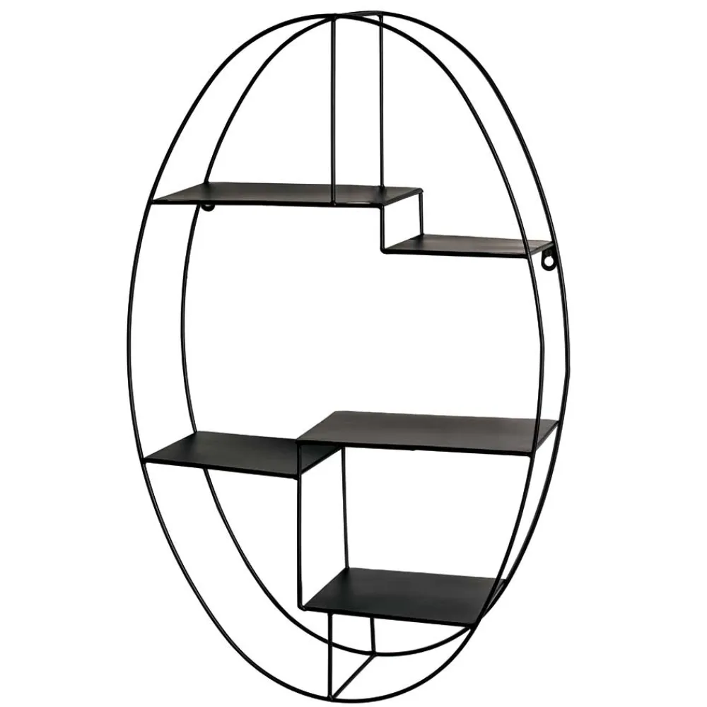 Wohnen Regale<44x71x16 Ovales Wandregal aus Metall in Schwarz - Jaglyn