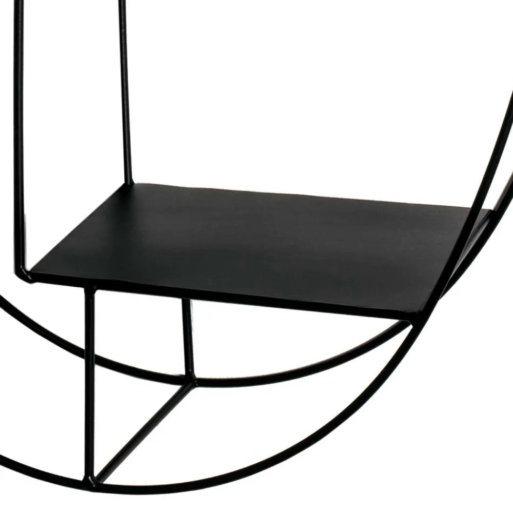 Wohnen Regale<44x71x16 Ovales Wandregal aus Metall in Schwarz - Jaglyn