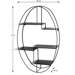 Wohnen Regale<44x71x16 Ovales Wandregal aus Metall in Schwarz - Jaglyn