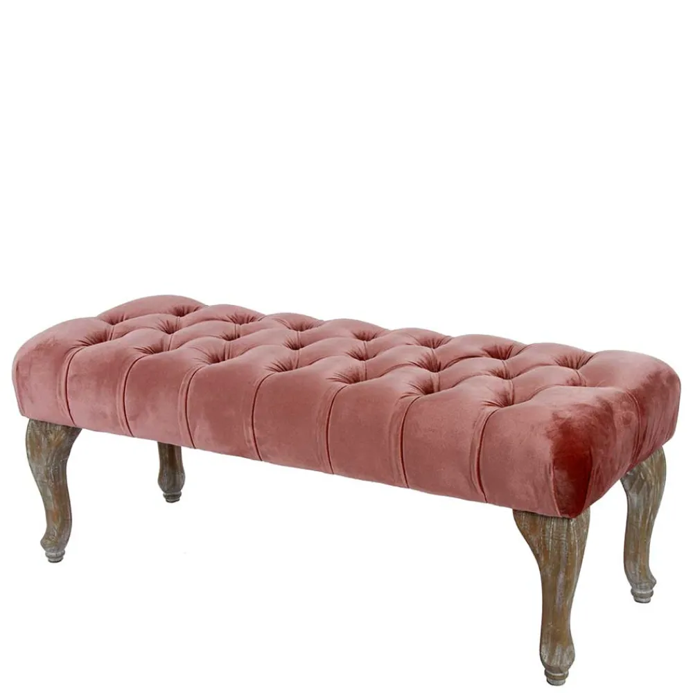 Wohnen Sitzbank<100x40x42 Polsterbank in Rosa Samt - Fregato