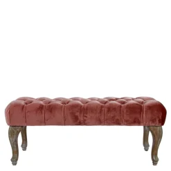 Wohnen Sitzbank<100x40x42 Polsterbank in Rosa Samt - Fregato