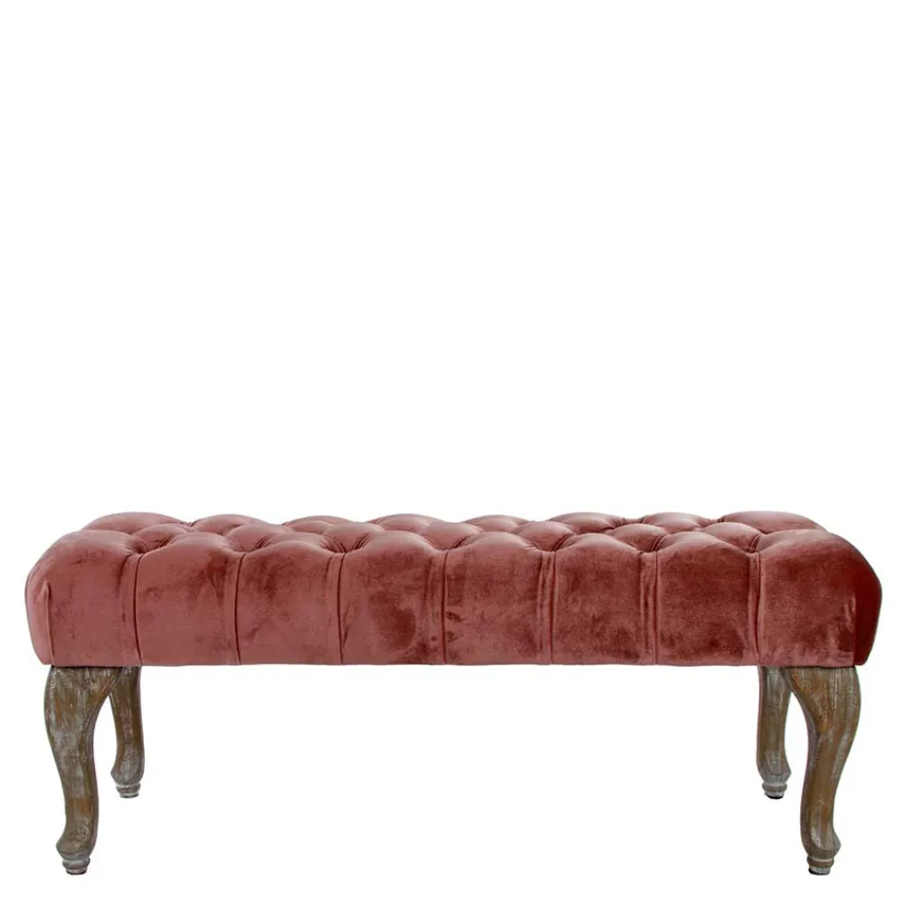 Wohnen Sitzbank<100x40x42 Polsterbank in Rosa Samt - Fregato