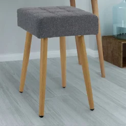 Wohnen Hocker<32x47x32 Polsterhocker in Anthrazit Stoff - Zoom