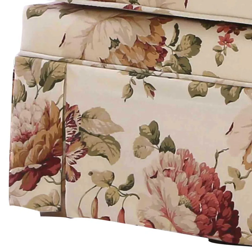 Wohnen Hocker<74x52x60 Polsterhocker mit Blumen Stoff - Kammas