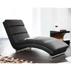 Wohnen Sofas<60x82x170 Polsterliege in Schwarz Kunstleder - Elias