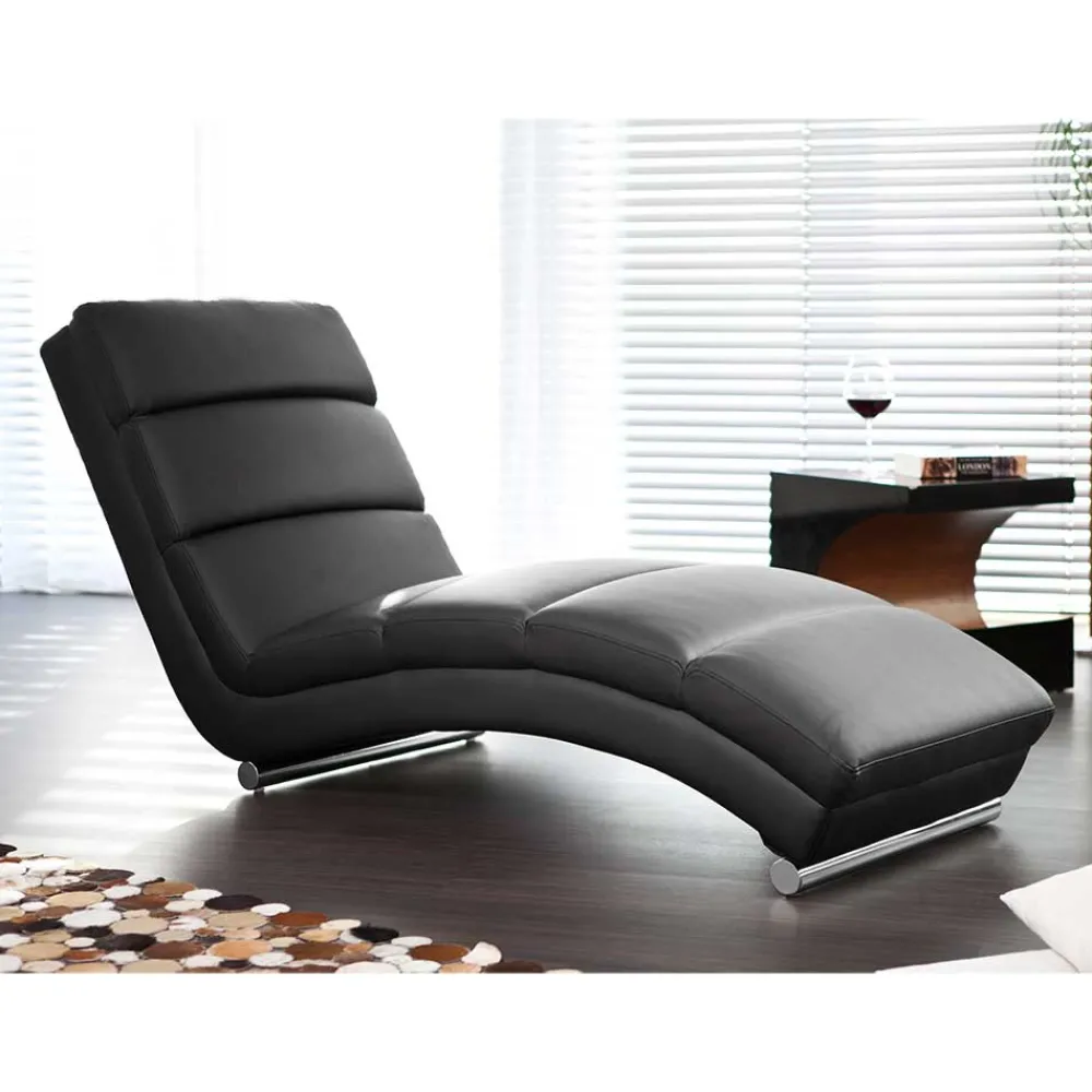 Wohnen Sofas<60x82x170 Polsterliege in Schwarz Kunstleder - Elias