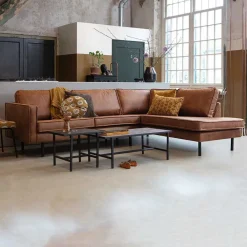 Wohnen Sofas<266x85x213 Recyclingleder Ecksofa in Cognac Braun - Huropa