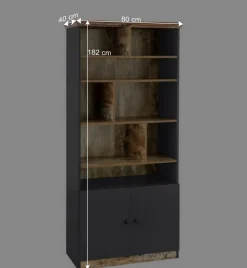 Wohnen Regale|Vitrinen<80x182x40 Regal in Holz verwittert - Guerrero