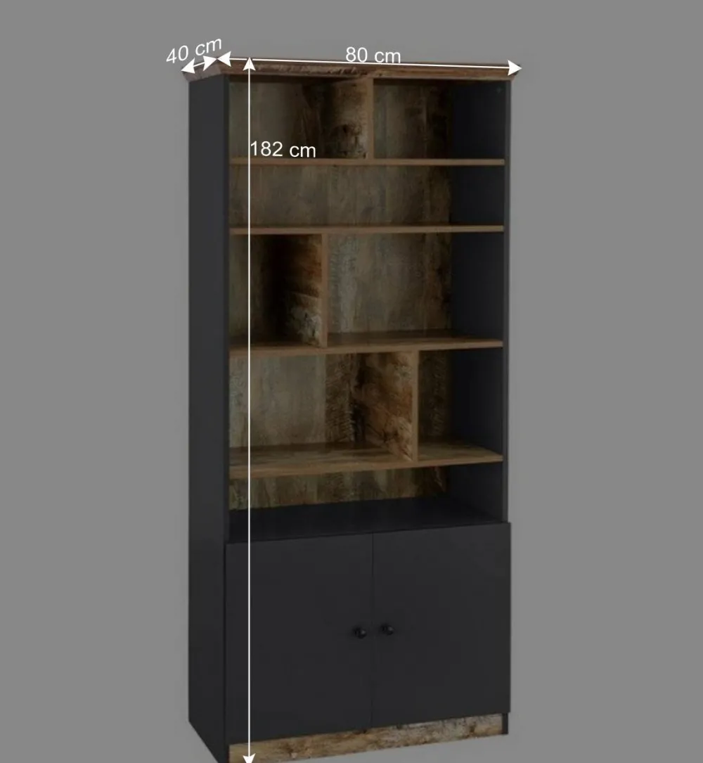 Wohnen Regale|Vitrinen<80x182x40 Regal in Holz verwittert - Guerrero