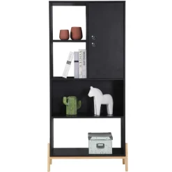 Wohnen Regale<73x154x44 Regal in Schwarz & Pinie - Montpa