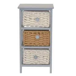 Wohnen Regale<30x58x25 Regal mit 3 Körben aus Geflecht - Nasco