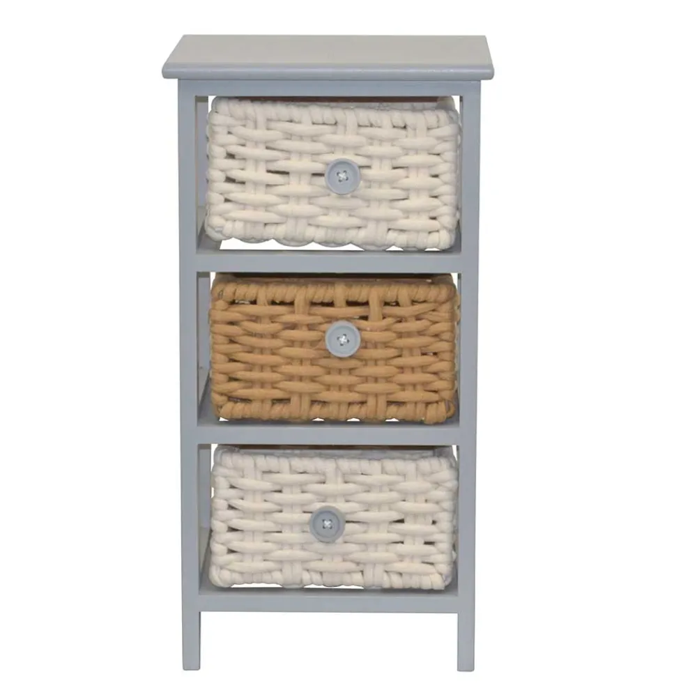 Wohnen Regale<30x58x25 Regal mit 3 Körben aus Geflecht - Nasco