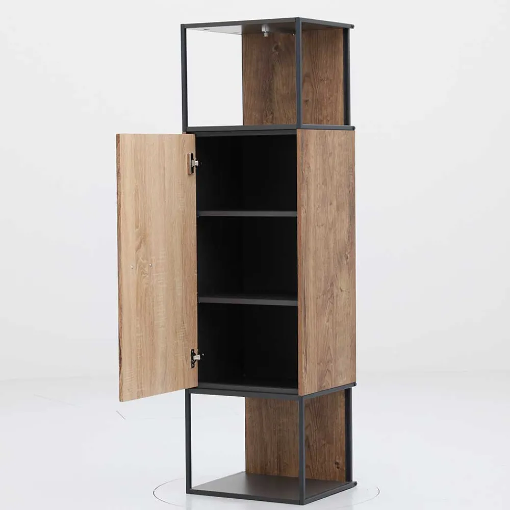 Wohnen Vitrinen<45x156x38 Regal mit Schrankfach Industrial - Xindus