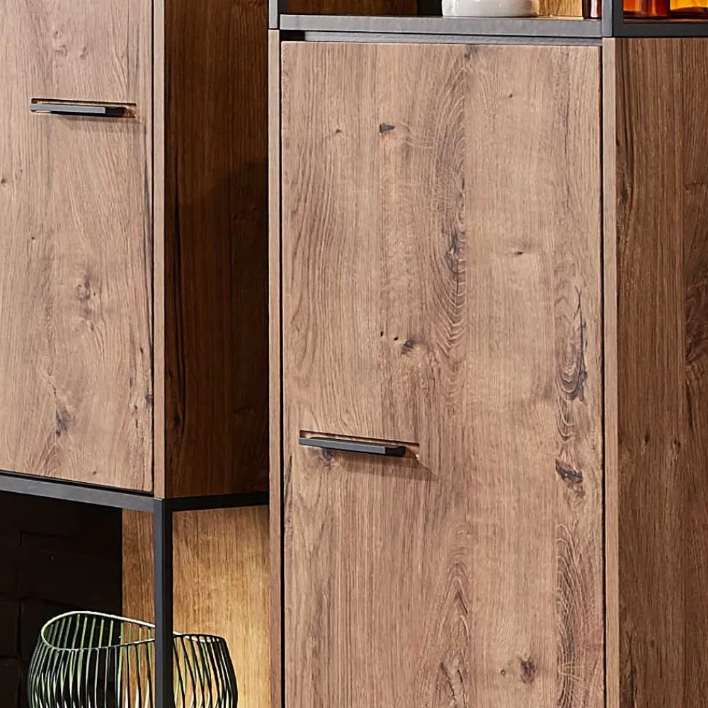 Wohnen Vitrinen<45x156x38 Regal mit Schrankfach Industrial - Xindus