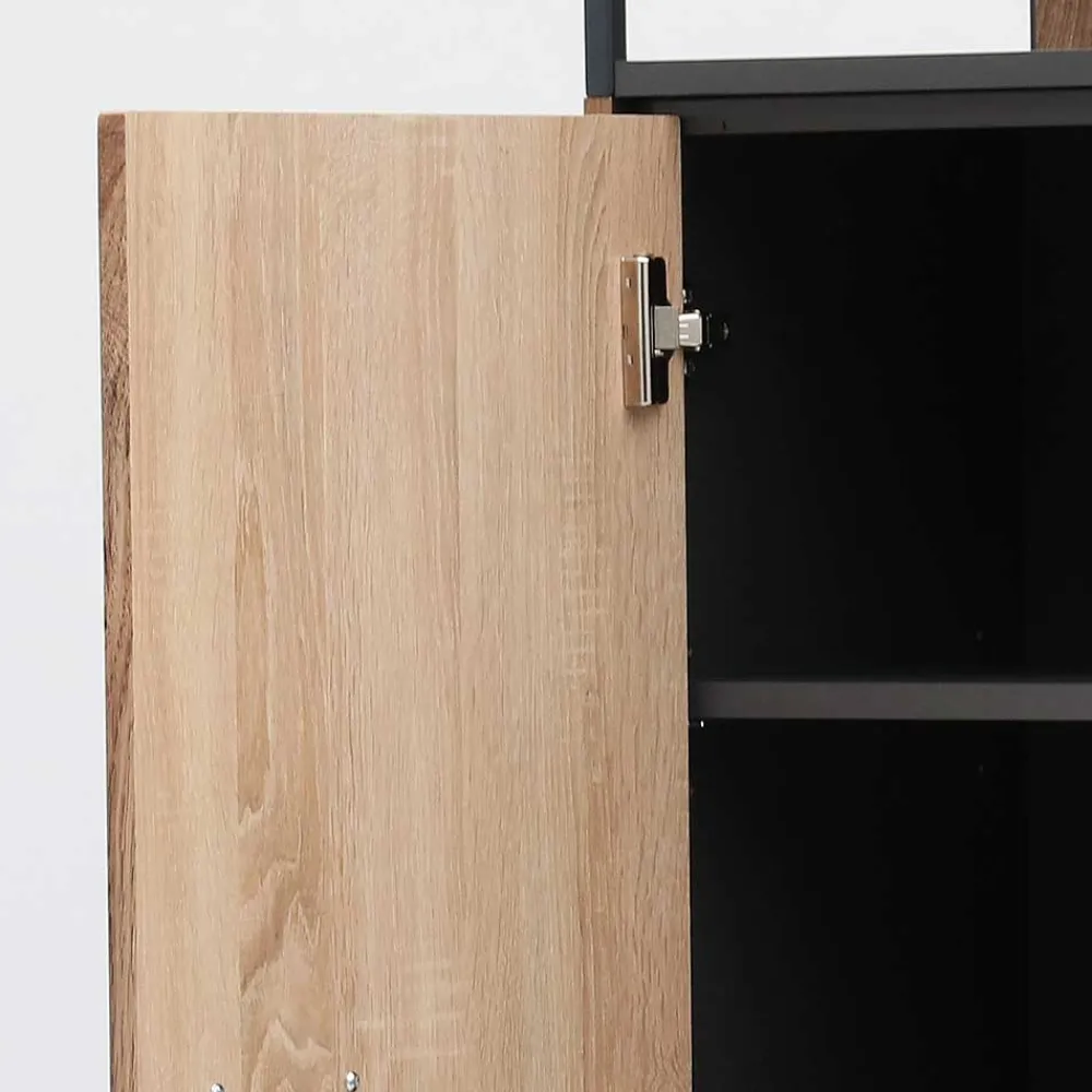 Wohnen Vitrinen<45x156x38 Regal mit Schrankfach Industrial - Xindus
