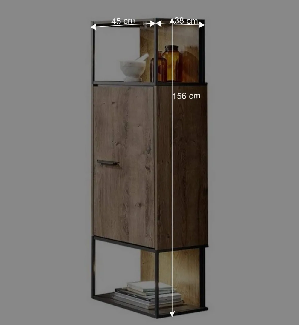 Wohnen Vitrinen<45x156x38 Regal mit Schrankfach Industrial - Xindus