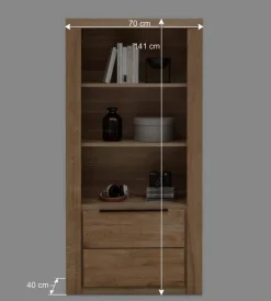 Wohnen Regale|Vitrinen<70x141x40 Regal mit Türfach in Eiche - Nelenia