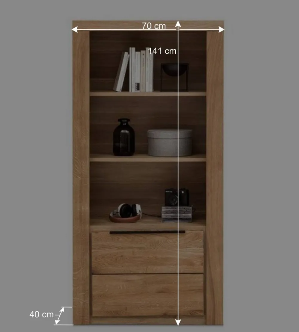 Wohnen Regale|Vitrinen<70x141x40 Regal mit Türfach in Eiche - Nelenia