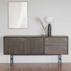 Wohnen Sideboards<160x75x42 Retro Design Sideboard in Eiche dunkel - Cuzliav
