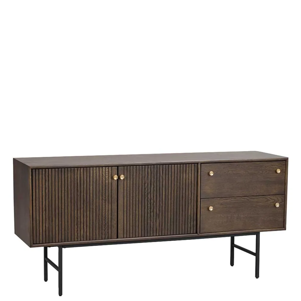 Wohnen Sideboards<160x75x42 Retro Design Sideboard in Eiche dunkel - Cuzliav