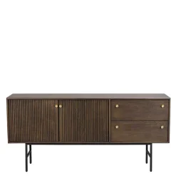 Wohnen Sideboards<160x75x42 Retro Design Sideboard in Eiche dunkel - Cuzliav