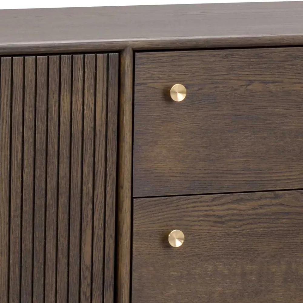 Wohnen Sideboards<160x75x42 Retro Design Sideboard in Eiche dunkel - Cuzliav