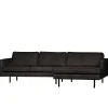 Wohnen Sofas<300x85x155 Retro Eckcouch in Schwarz - Avonita
