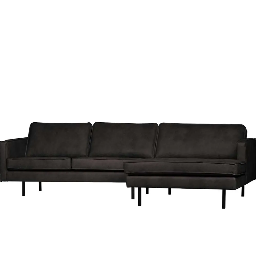 Wohnen Sofas<300x85x155 Retro Eckcouch in Schwarz - Avonita