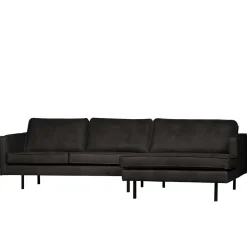 Wohnen Sofas<300x85x155 Retro Eckcouch in Schwarz - Avonita