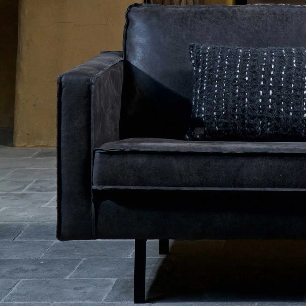 Wohnen Sofas<300x85x155 Retro Eckcouch in Schwarz - Avonita