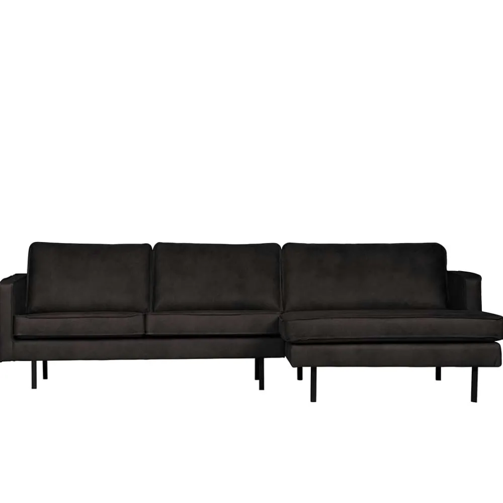 Wohnen Sofas<300x85x155 Retro Eckcouch in Schwarz - Avonita