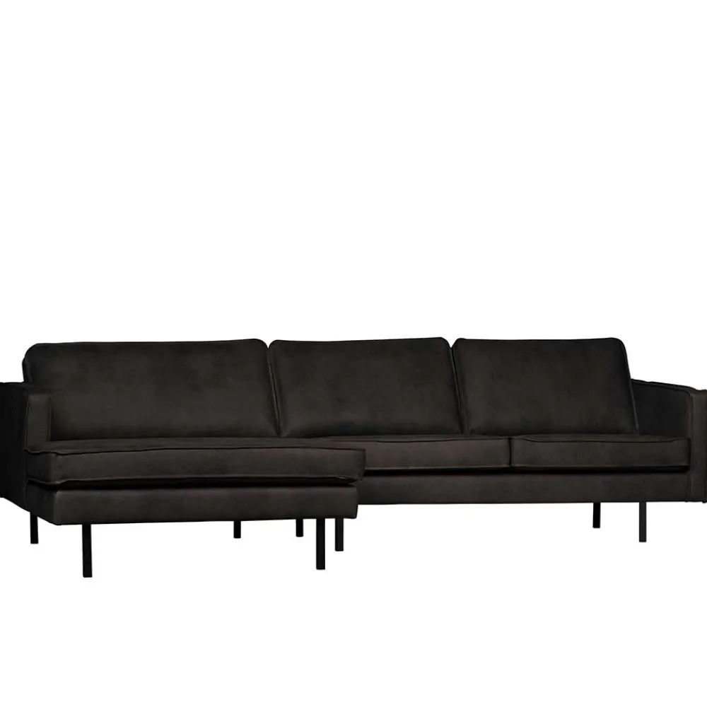 Wohnen Sofas<300x85x155 Retro Eckcouch in Schwarz - Avonita
