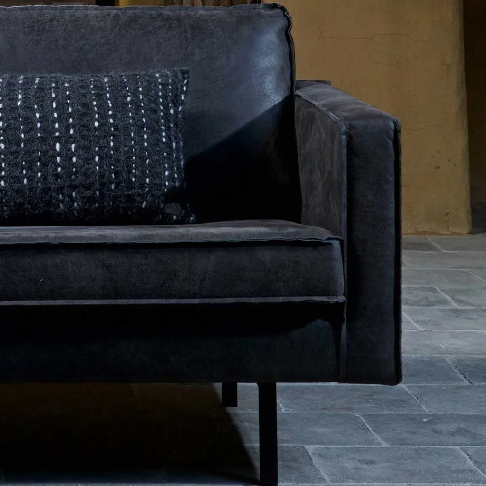 Wohnen Sofas<300x85x155 Retro Eckcouch in Schwarz - Avonita