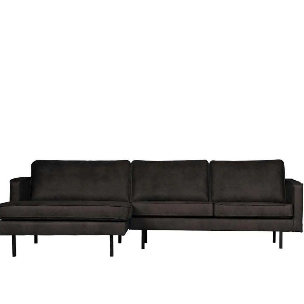 Wohnen Sofas<300x85x155 Retro Eckcouch in Schwarz - Avonita