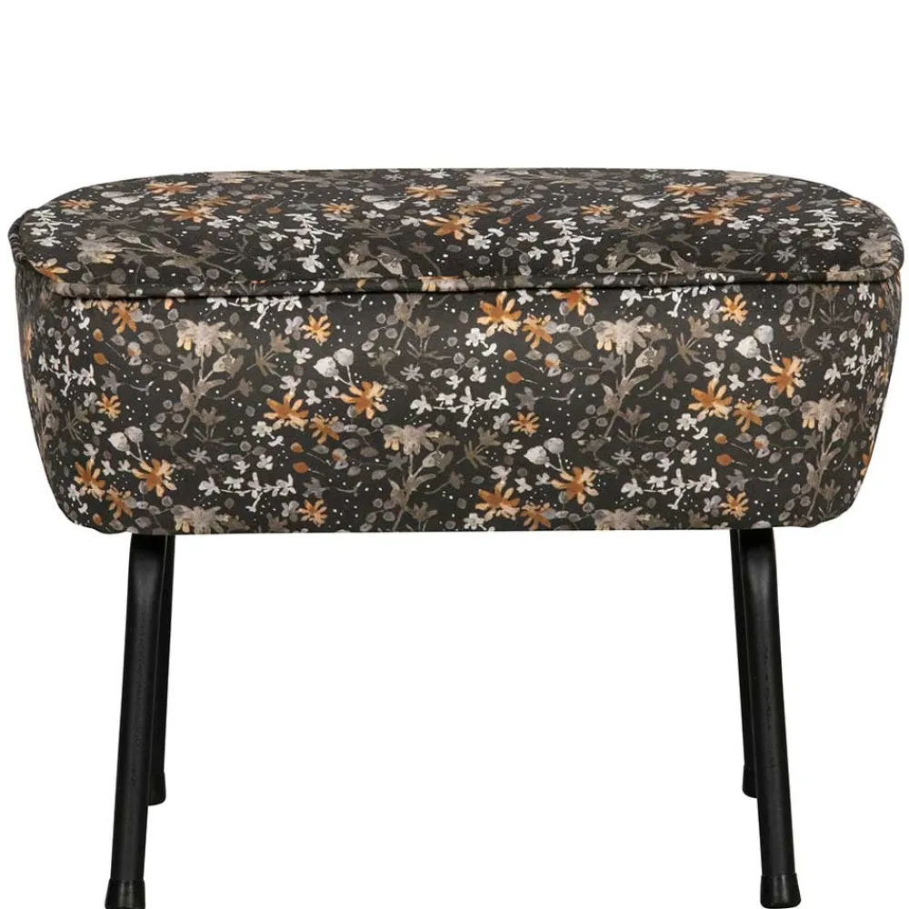 Wohnen Hocker<55x40x46 Retrohocker mit Samt Blumen Muster - Esdrega