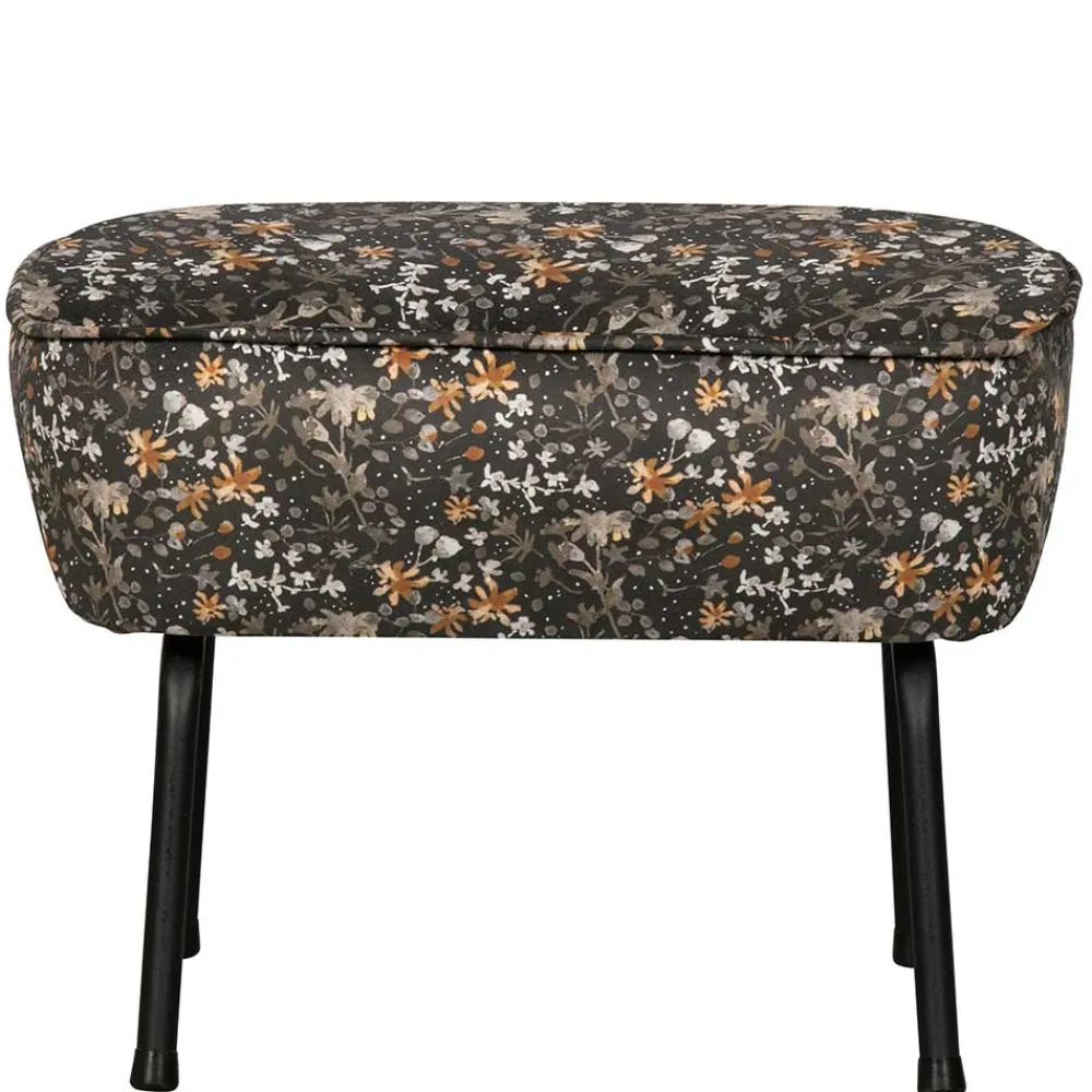 Wohnen Hocker<55x40x46 Retrohocker mit Samt Blumen Muster - Esdrega
