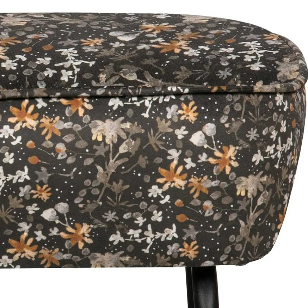 Wohnen Hocker<55x40x46 Retrohocker mit Samt Blumen Muster - Esdrega