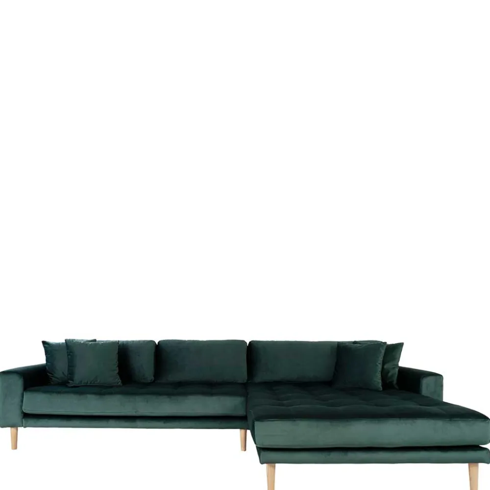 Wohnen Sofas<290x76x170 Samt Ecksofa im Skandi Design - Bonisa