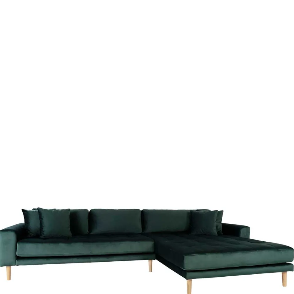 Wohnen Sofas<290x76x170 Samt Ecksofa im Skandi Design - Bonisa