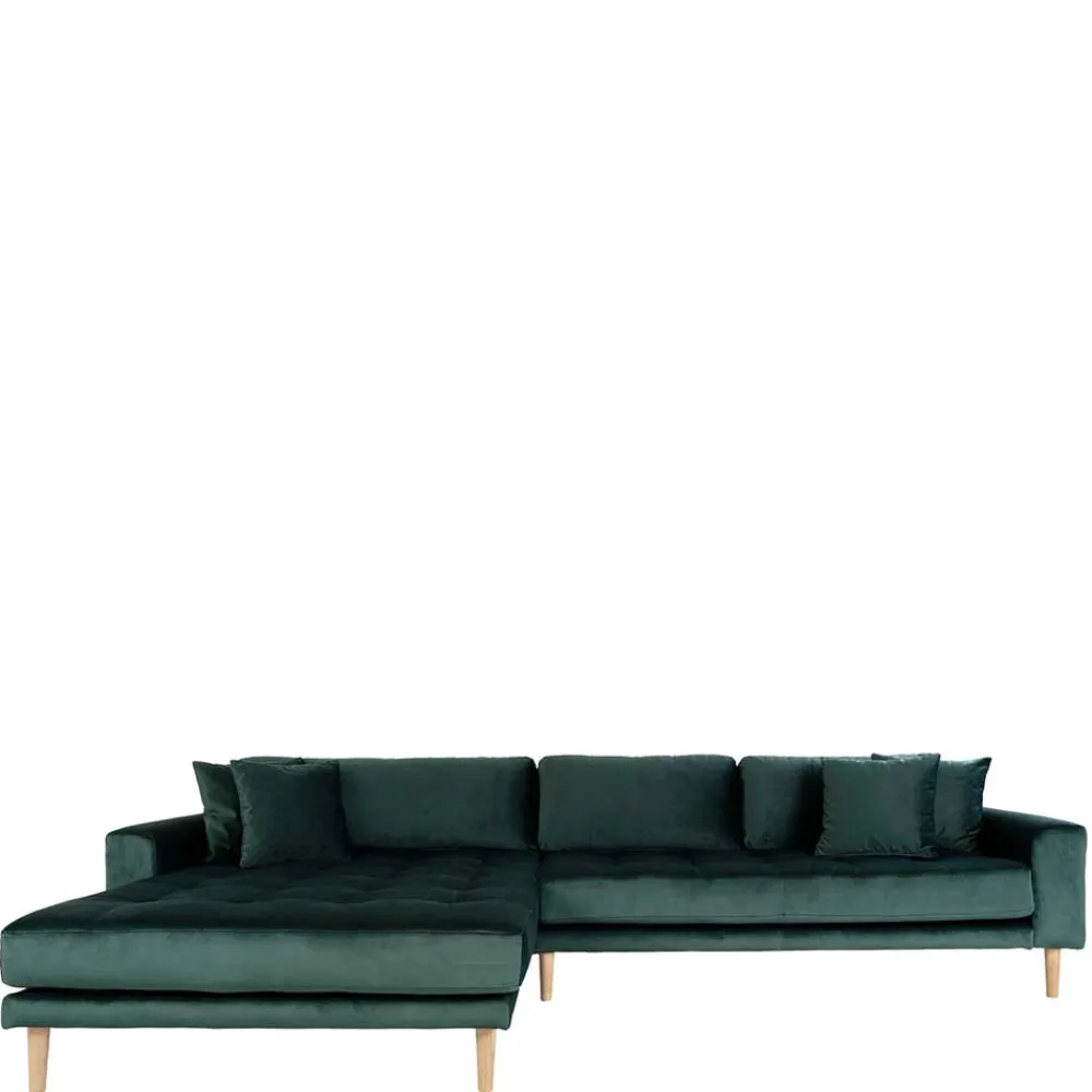 Wohnen Sofas<290x76x170 Samt Ecksofa im Skandi Design - Bonisa