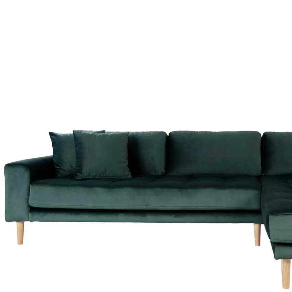 Wohnen Sofas<290x76x170 Samt Ecksofa im Skandi Design - Bonisa