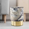 Wohnen Hocker<35x46x35 Samt Hocker mit Muster Hellblau - Crash
