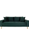 Wohnen Sofas<180x76x93 Samt Wohnzimmercouch in Dunkelgrün - Secilia