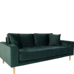 Wohnen Sofas<180x76x93 Samt Wohnzimmercouch in Dunkelgrün - Secilia
