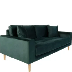 Wohnen Sofas<180x76x93 Samt Wohnzimmercouch in Dunkelgrün - Secilia