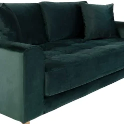 Wohnen Sofas<180x76x93 Samt Wohnzimmercouch in Dunkelgrün - Secilia